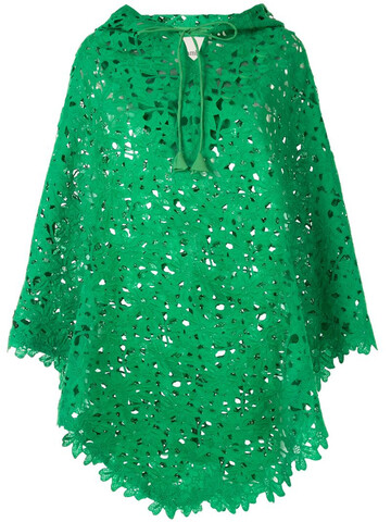 Bambah Kelly lace crochet poncho in green