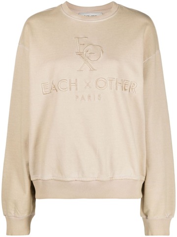 each x other embroidered-logo sweatshirt - neutrals