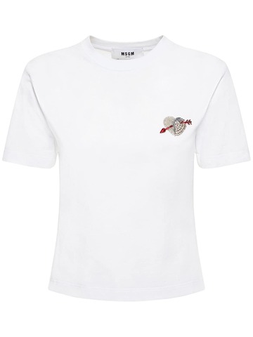 msgm cotton jersey t-shirt in white