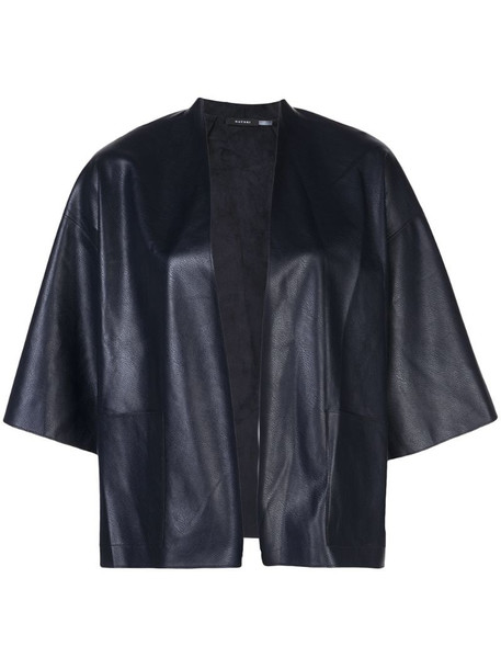Natori faux leather cropped jacket in black