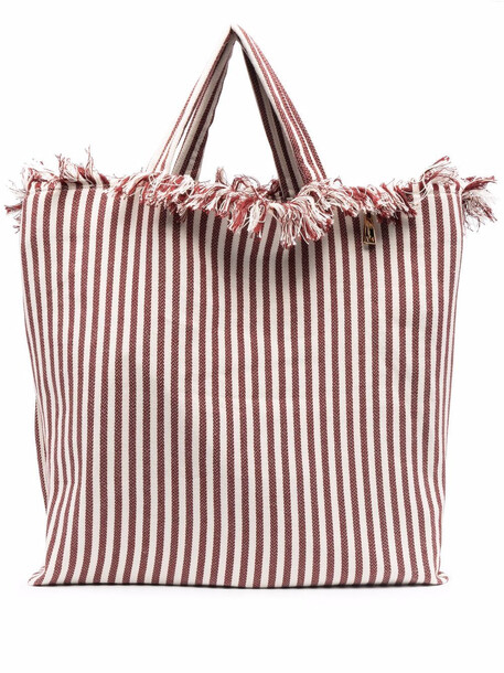 la milanesa striped fringe-trimmed tote bag - Brown