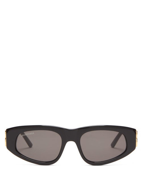 Balenciaga - Oval Acetate Sunglasses - Womens - Black