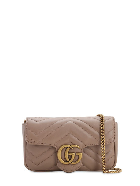 GUCCI Super Mini Gg Marmont Leather Bag in rose