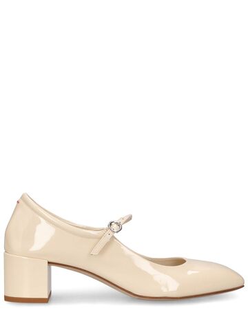 aeyde 45mm aline patent leather heels in cream