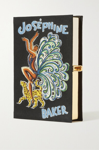 Olympia Le-Tan - Josephine Baker Embroidered Appliquéd Canvas Clutch - Black