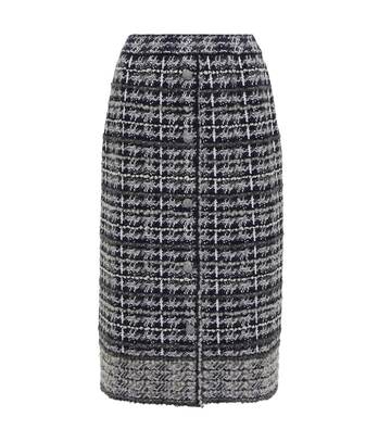 Thom Browne Checked wool-blend bouclé skirt