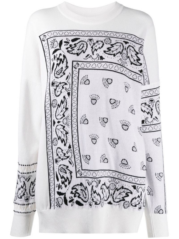 Barrie bandana paisley cashmere jumper in white