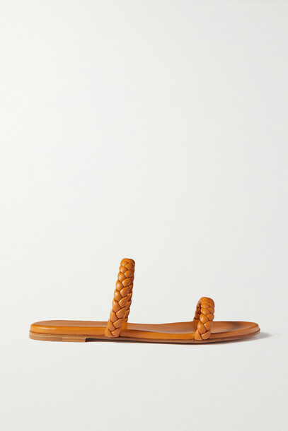 Gianvito Rossi - Marley Braided Leather Slides - Brown