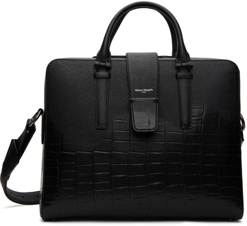 maison margiela black textured briefcase