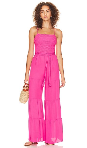 Alice + Olivia Alice + Olivia Liya Jumpsuit with Tie in Pink