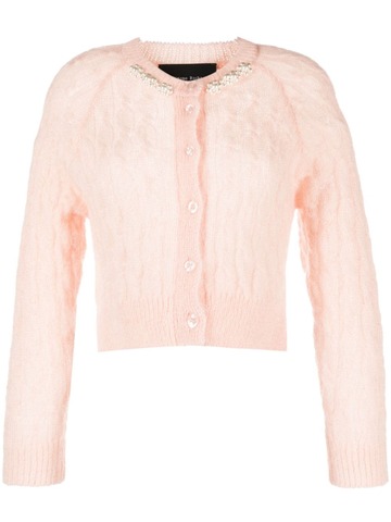 simone rocha beaded cable knit cardigan - pink
