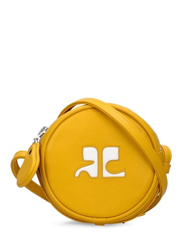 COURREGES Small Circle Leather Bag in yellow