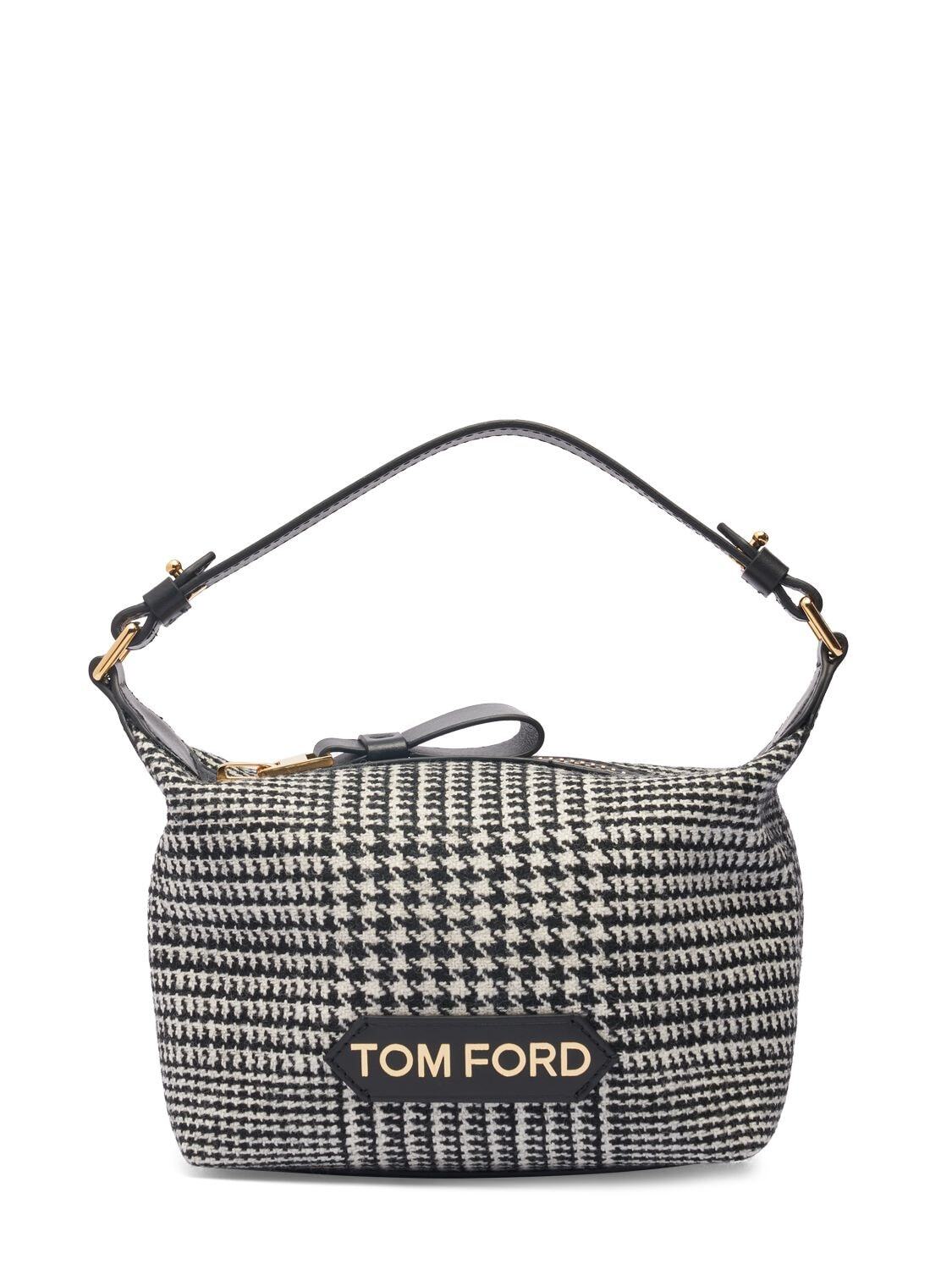 TOM FORD Small Logo Canvas Top Handle Bag in black