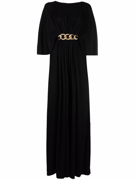 Elisabetta Franchi chain-detail empire-line gown - Black