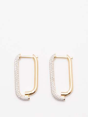 otiumberg - crystal-pavé 14kt gold-vermeil hoop earrings - womens - gold multi
