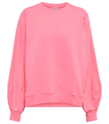 ganni embroidered cotton-blend sweatshirt in pink
