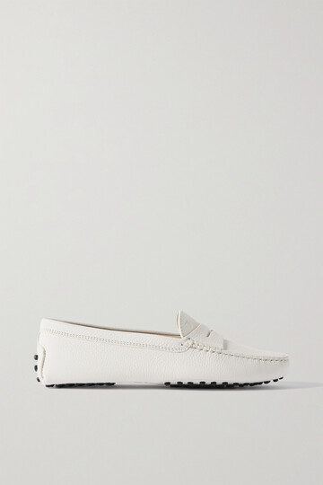 tod's - gommini textured-leather loafers - white