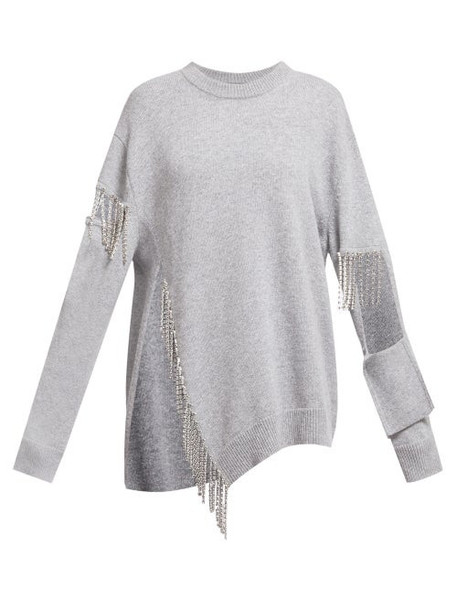 Christopher Kane - Crystal-trim Cut-out Wool Sweater - Womens - Grey