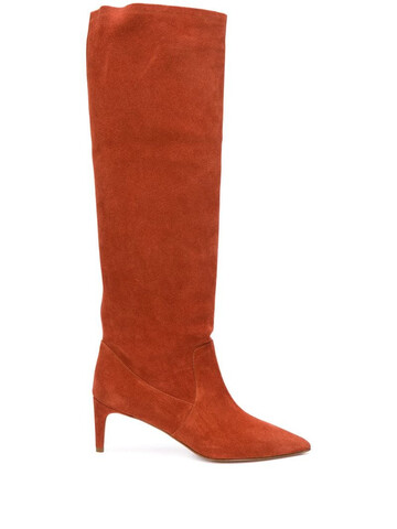 RedValentino pointed toe knee high boots in orange