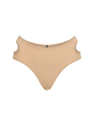 ANDREADAMO Ribbed Jersey Cut Out Thong in beige