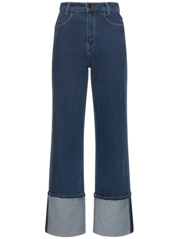 BITE STUDIOS Wide Fold-up Straight Denim Jeans in blue