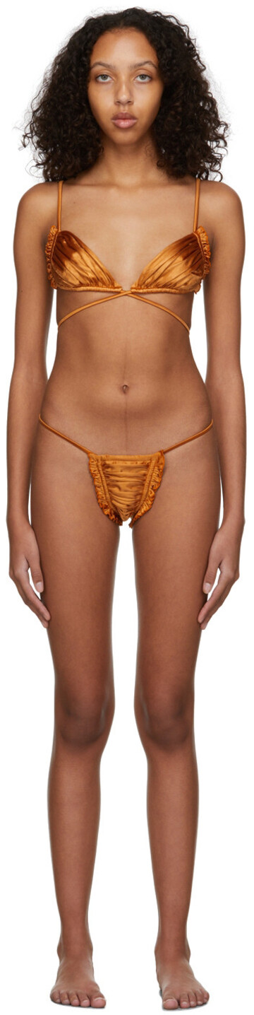 ISA BOULDER Orange Petal Bikini Set in copper