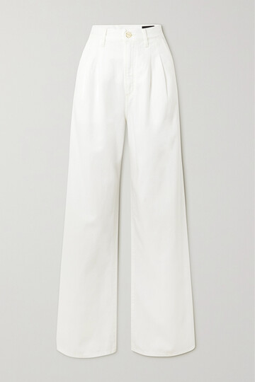 goldsign - the edgar pleated high-rise wide-leg organic jeans - white
