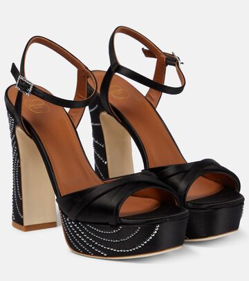malone souliers keaton embellished satin sandals in black