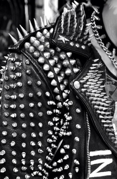 jacket black studs spikes spiked leather jacket edgy daring wow