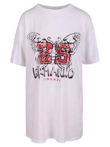Ermanno Firenze Printed Cotton T-shirt in white