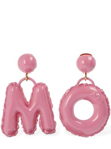 moschino inflatable letters clip-on earrings in pink