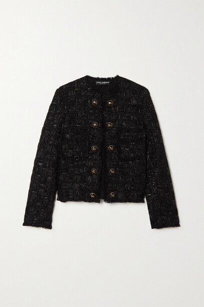 Dolce & Gabbana - Embellished Woven Lamé Jacket - Black