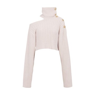 Balmain Velvet cropped sweater in rose