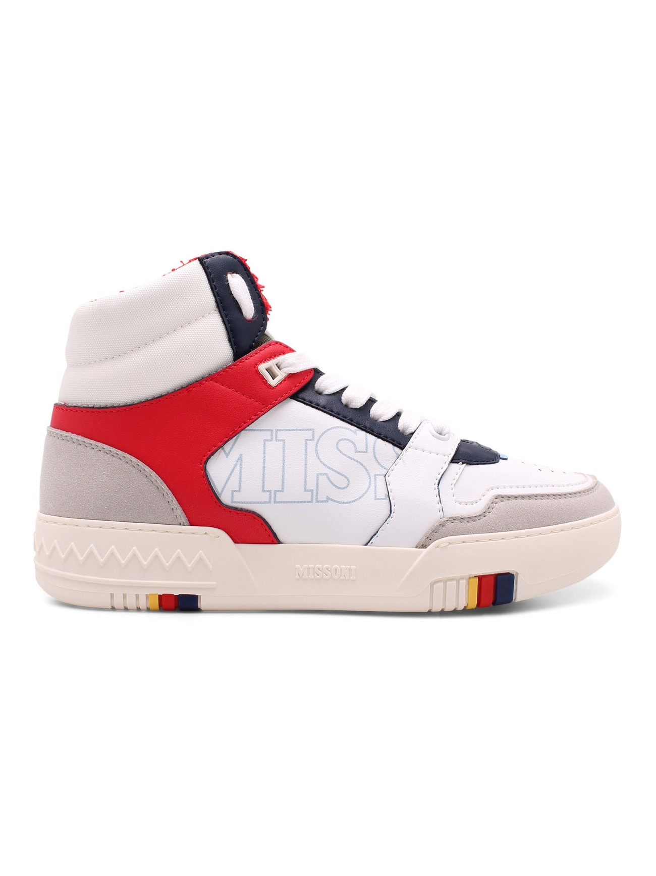Missoni Ankle Paneled Leather Sneakers in red / white