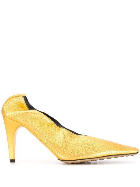 Bottega Veneta squared-toe high heel pumps in gold