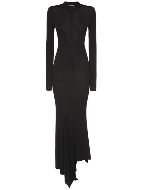 TOM FORD Asymmetrical Viscose Crepe Midi Dress in black