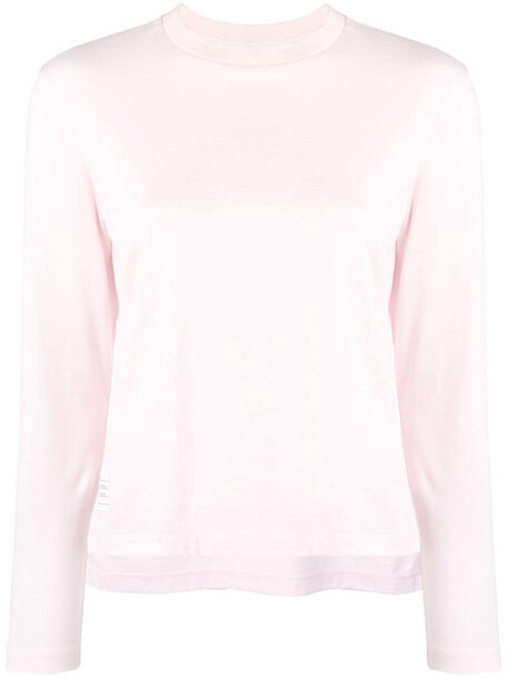 Thom Browne logo-patch long-sleeve T-shirt in pink