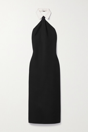 valentino garavani - wool and silk-blend halterneck midi dress - black
