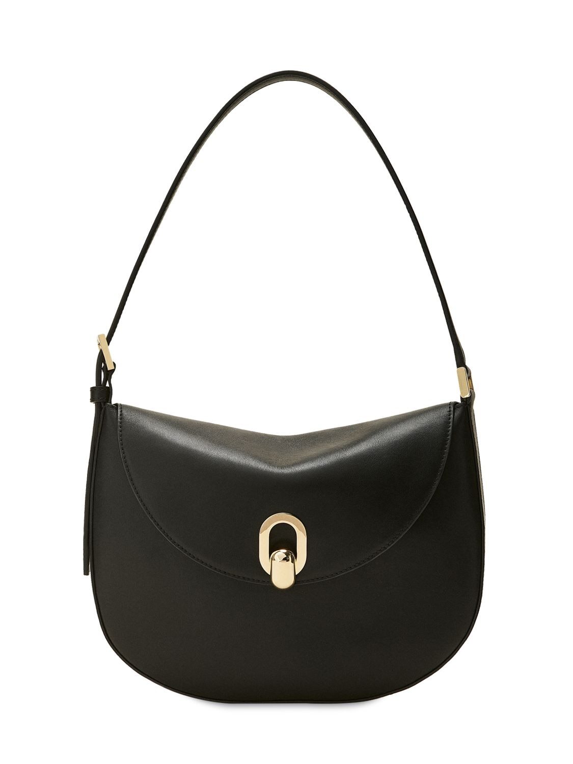 SAVETTE The Tondo Smooth Leather Hobo Bag in black