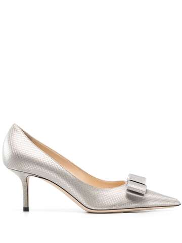 jimmy choo love bow 65mm leather pumps - grey