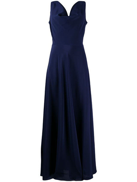 Aspesi draped V-neck silk dress in blue