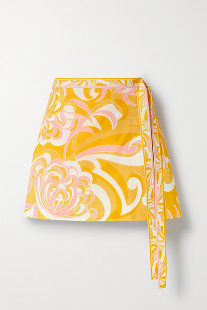 Emilio Pucci - + Net Sustain Albizia Printed Cotton Mini Wrap Skirt - Yellow