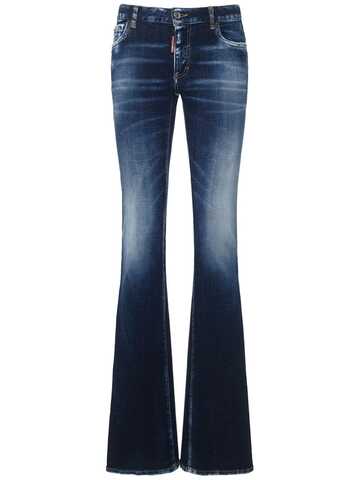 dsquared2 twiggy mid rise flared jeans in blue