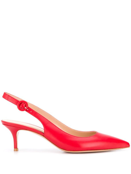 Gianvito Rossi Anna pointed slingback pumps in red