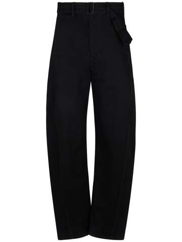 lemaire belted cotton jeans in black
