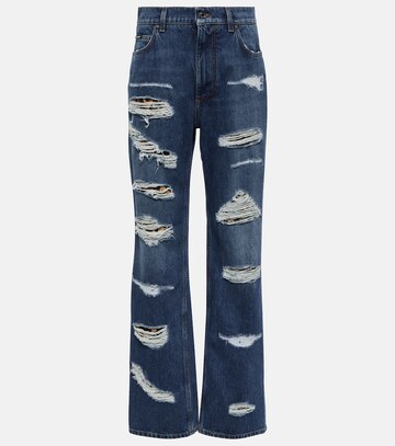 dolce&gabbana distressed high-rise jeans in blue