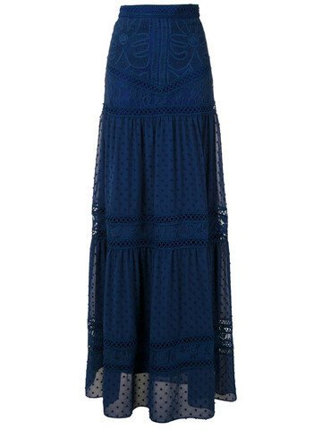 Martha Medeiros Yana lace maxi skirt in blue