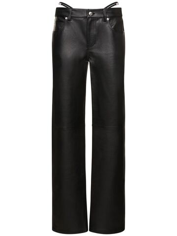 alexander wang low rise leather jeans in black
