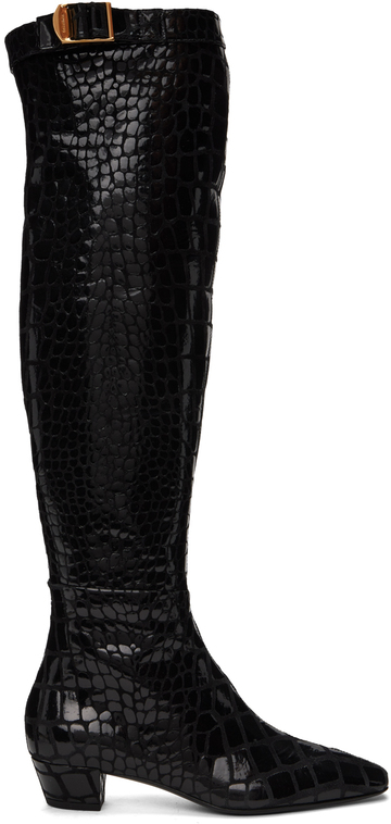 tom ford black printed leather boots