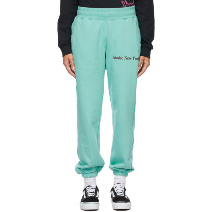 Awake NY Blue Classic Outline Logo Lounge Pants in teal